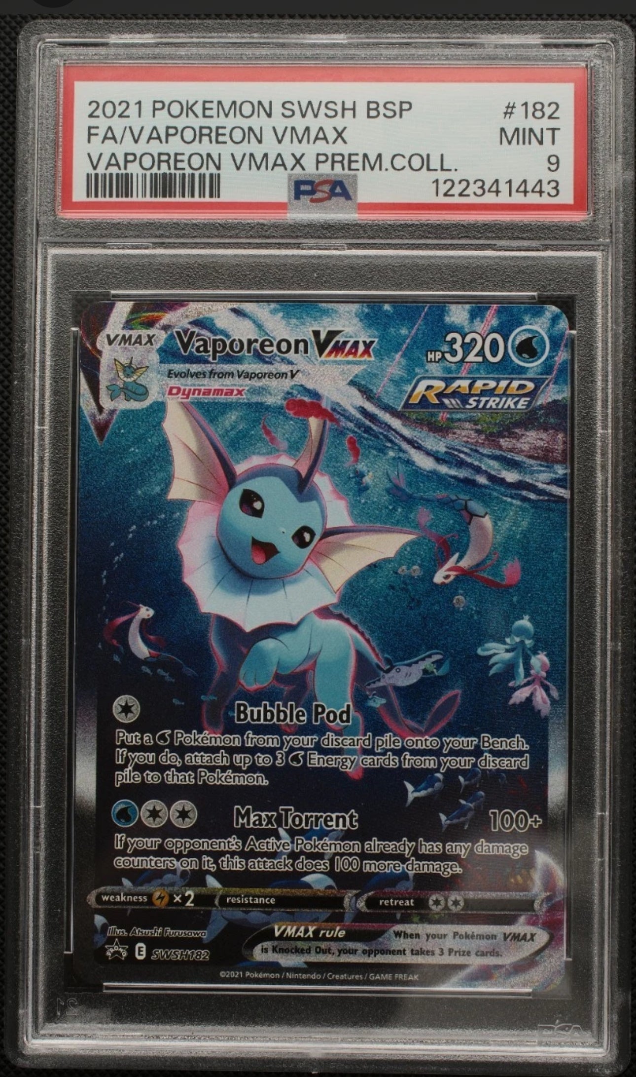 Pokemon - Vaporeon VMAX - SWSH182 - Premium Collection - PSA 9